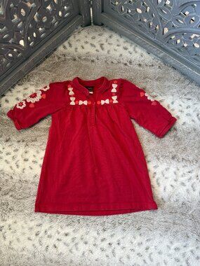 Tea Collection red embroidered dress baby girls 12-18 months bohemian floral